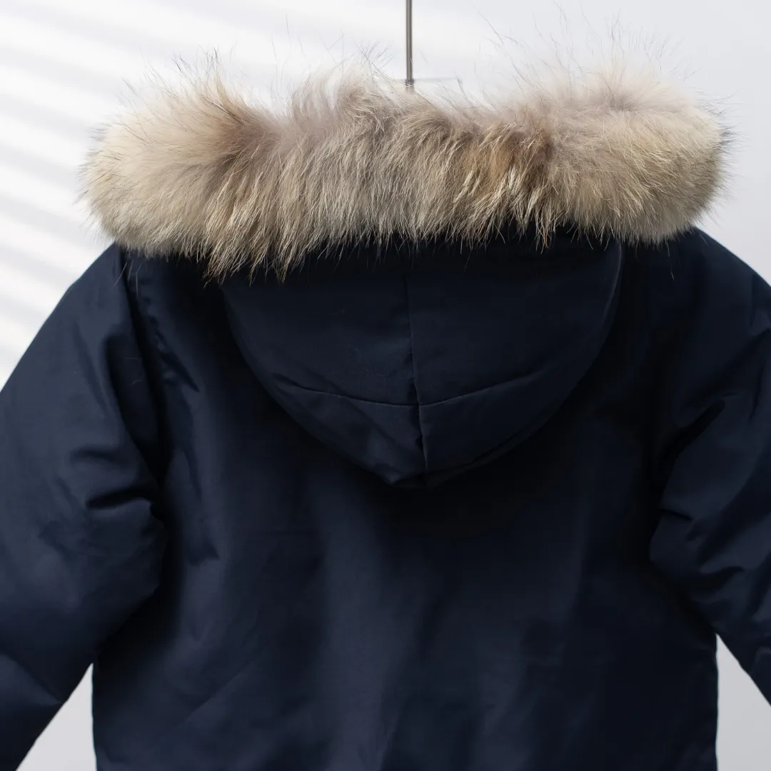 P660 CANADA GOOSE丨Canada Goose C08 children's clothing, children's hooded down jacket Color: dark blue Size: 110-160